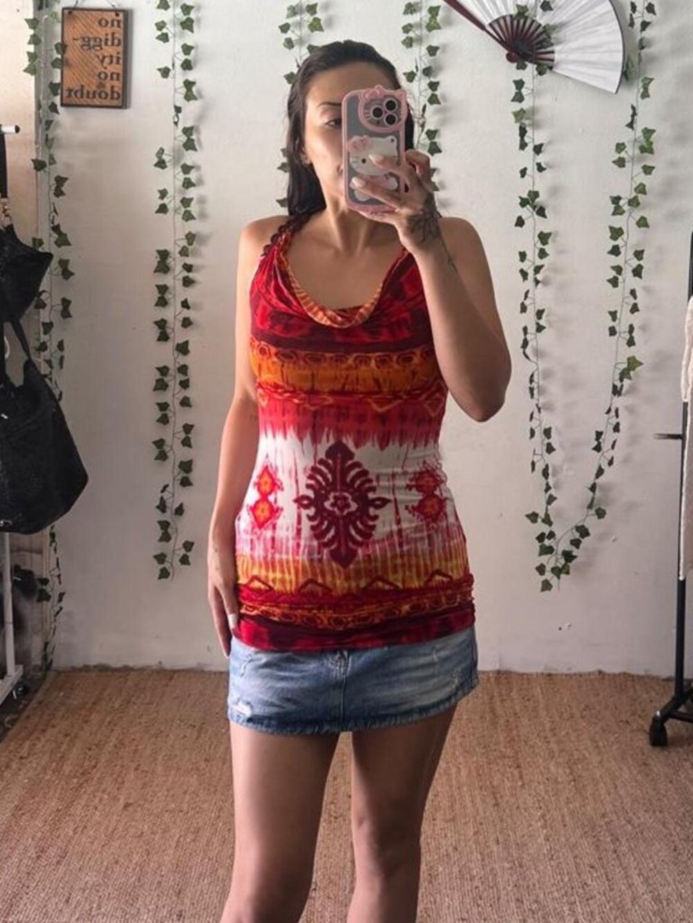 Vintage Y2K Rue 21 red and orange printed tank top size S